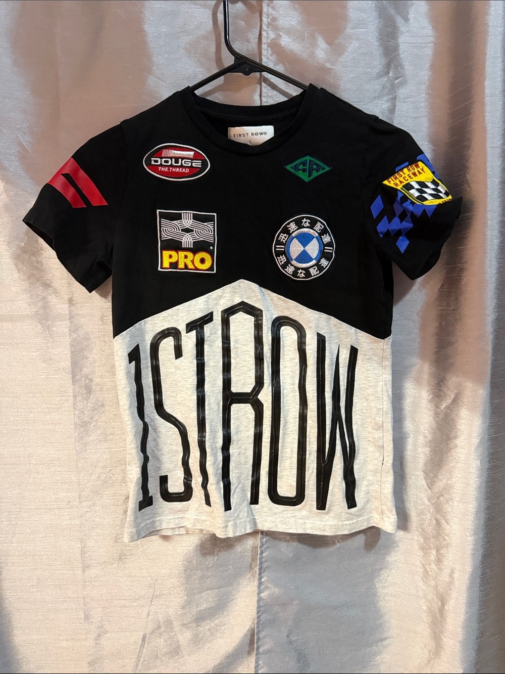 First Row Kids Black & White Graphic Patch Short Sleeve Tee